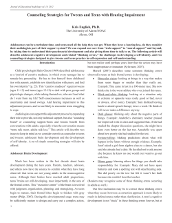 Counseling Strategies for Tweens and Teens with Hearing Impairment