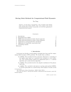 Moving Mesh Methods for Computational Fluid Dynamics