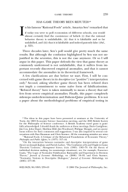HAS GAME THEORY BEEN REFUTED?* In his famous &ldquo;Rational
