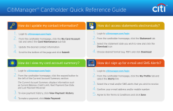 CitiManager&reg; Cardholder Quick Reference Guide