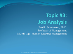 Topic #3: Job Analysis
