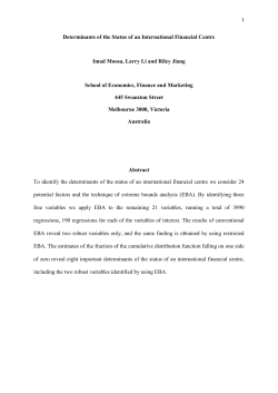 Determinants of the Status of an International Financial Centre Imad