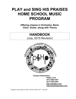PLAY and SING HIS PRAISES HOME SCHOOL MUSIC PROGRAM