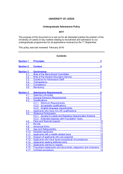 Undergraduate Admissions Policy