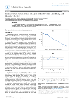 Pseudomonas mendocina as an Agent of Bacteremia, Case Study