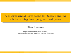 A subexponential lower bound for Zadeh`s
