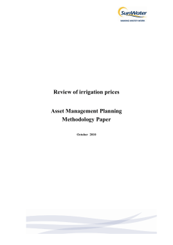 Review of irrigation prices Asset Management Planning