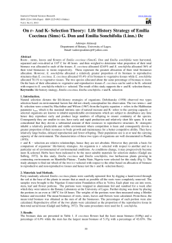 On r- And K- Selection Theory