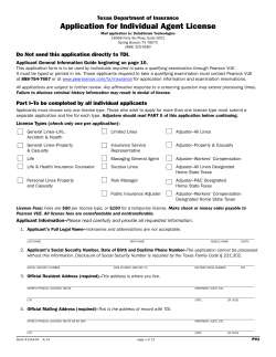 Application for Individual Agent License