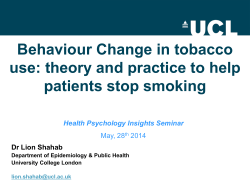 Behaviour Change in tobacco use: theory and practice to help