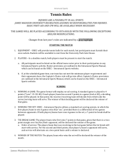 Tennis Rules - James Madison University