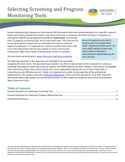 Selecting Tools for Screening and Progress Monitoring