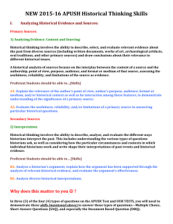 NEW 2015-16 APUSH Historical Thinking Skills I. Analyzing