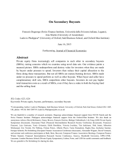 On Secondary Buyouts Abstract - ECGI | European Corporate