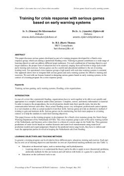 Training for crisis response with serious games based on early