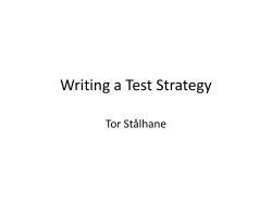 Writing a Test Strategy