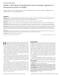 Evaluating the South Australian Approach to Intersectoral Action for