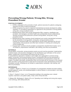 Preventing Wrong-Patient, Wrong-Site, Wrong- Procedure