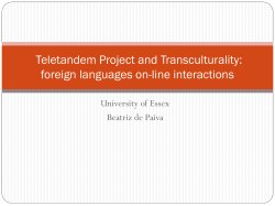 Beatriz de Paiva, `Teletandem` - LLAS Centre for Languages