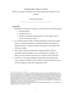 1 SHAREHOLDERS` DIRECT ACTIONS: When can a company`s