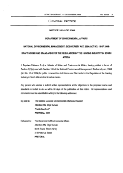 Draft norms and standards for regulation of hunting industry