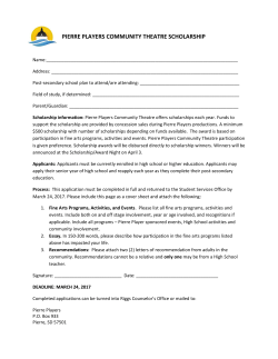 PIERRE PLAYERS COMMUNITY THEATRE SCHOLARSHIP