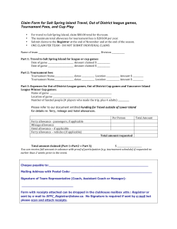 Claim Form for Salt Spring Island Travel, Out of District league