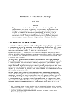 Introduction to Search Results Clustering1 1. Facing the Internet