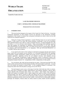 Generalities and Road Transport - WTO Documents Online