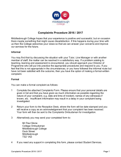Complaints Procedure - Middlesbrough College