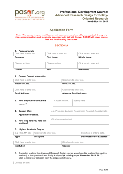Advanced Research Design Course Application form