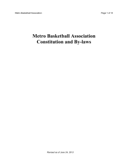 Metro Basketball Association Constitution and By-laws