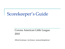 Scorekeeper`s Guide