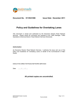 December 2011 Policy and Guidelines for Overtaking