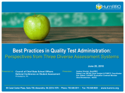 1_CCSSO conference_Best Practices in Quality Test