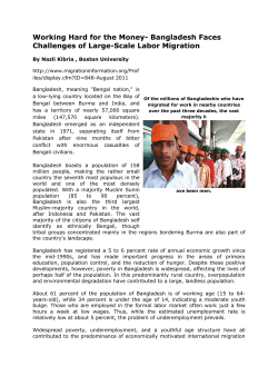 Bangladesh, meaning "Bengal nation," is a low