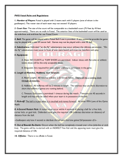 PWSI Futsal Rules and Regulations: 1. Number of Players: Futsal is