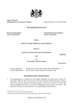 Appeal Number: AA/07489/2014 Upper Tribunal (Immigration and