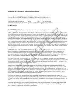 Promotions and Endorsements Representation Agreement