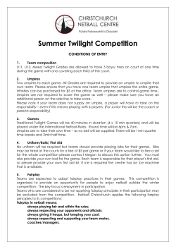Summer Twilight Competition CONDITIONS OF ENTRY 1. Team