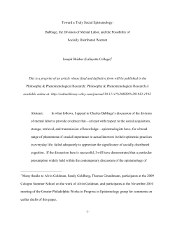 The Significance of Socially Distributed Cognition for Social