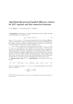 Algorithmically generated implicit di erence schemes for KdV