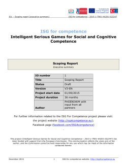ISG - Executive summary - Intelligent Serious Games for Social and