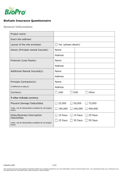 Insurance requirements for project insurances