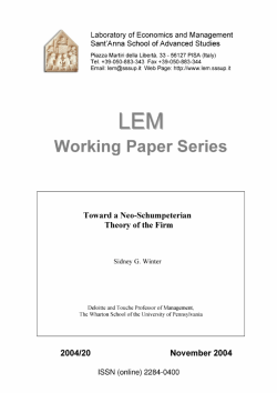 TOWARD A NEO-SCHUMPETERIAN THEORY OF THE FIRM
