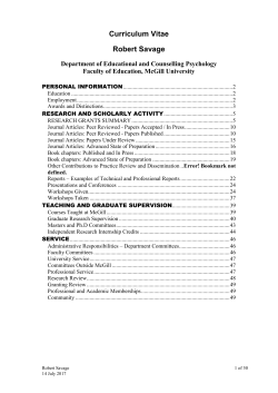 Curriculum Vitae - McGill University