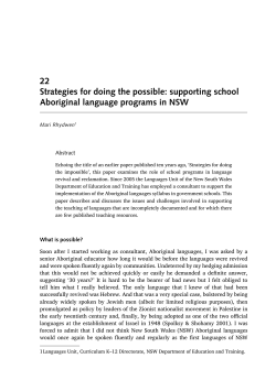 22 Strategies for doing the possible: supporting school Aboriginal
