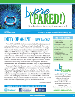 Duty oF AGent &ndash;new LA CAse - Business interruption insurance