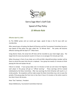 Sierra Sage Men`s Golf Club Speed of Play Policy 15 Minute Rule