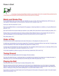 Rules in Brief Match and Stroke Play Order of Play Teeing Ground